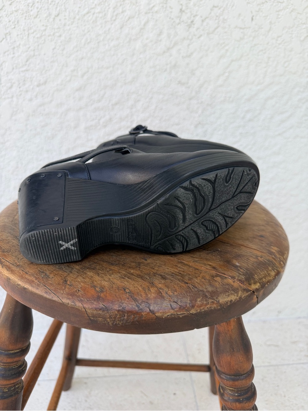 Dansko Franka Black Leather Mary Jane Wedge Clogs EU 36 US 5.5 6 Comfort - Picture 6 of 7